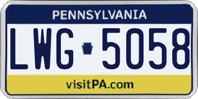 PA license plate LWG5058