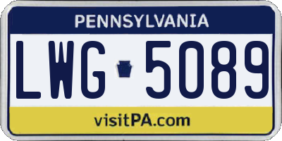 PA license plate LWG5089