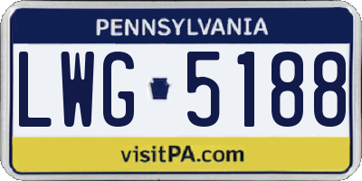 PA license plate LWG5188