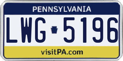 PA license plate LWG5196