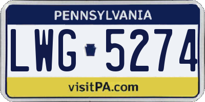 PA license plate LWG5274