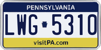 PA license plate LWG5310