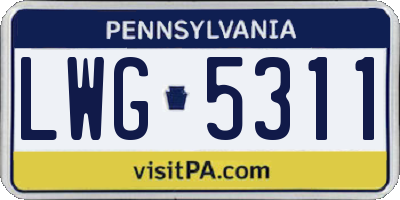 PA license plate LWG5311