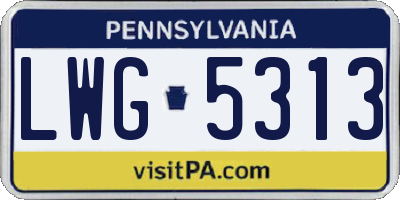 PA license plate LWG5313