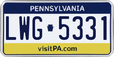 PA license plate LWG5331