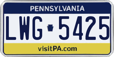 PA license plate LWG5425