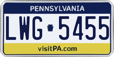 PA license plate LWG5455