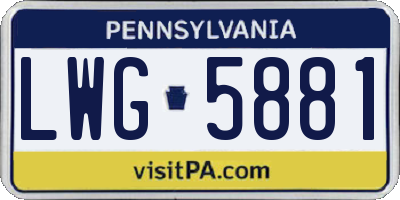 PA license plate LWG5881