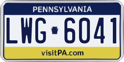 PA license plate LWG6041