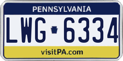 PA license plate LWG6334