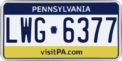 PA license plate LWG6377