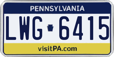 PA license plate LWG6415