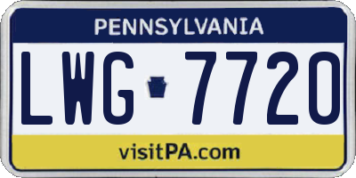 PA license plate LWG7720