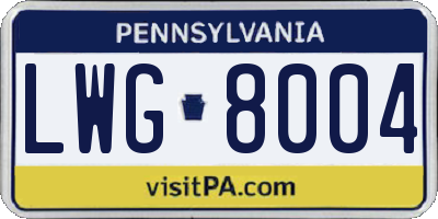 PA license plate LWG8004
