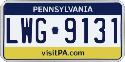 PA license plate LWG9131