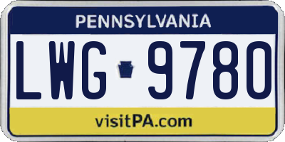 PA license plate LWG9780