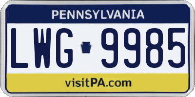 PA license plate LWG9985