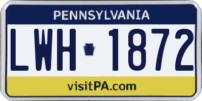 PA license plate LWH1872