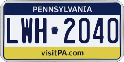 PA license plate LWH2040