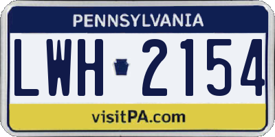 PA license plate LWH2154