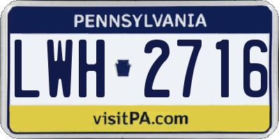 PA license plate LWH2716