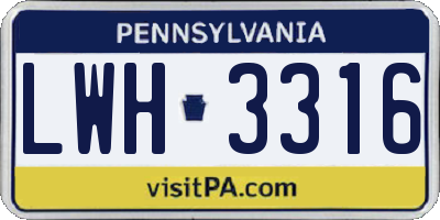 PA license plate LWH3316
