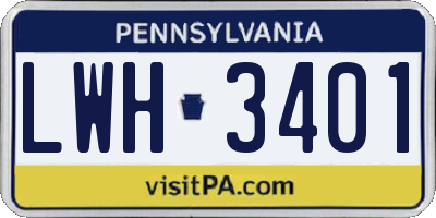 PA license plate LWH3401