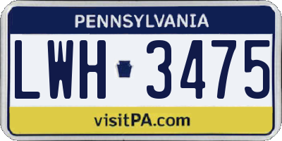 PA license plate LWH3475