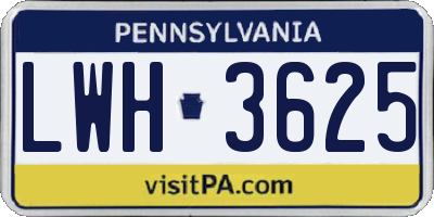 PA license plate LWH3625