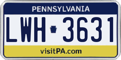 PA license plate LWH3631