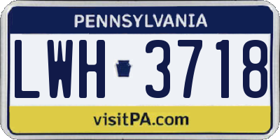 PA license plate LWH3718