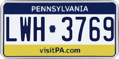 PA license plate LWH3769