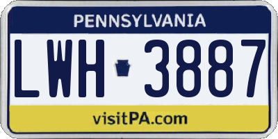 PA license plate LWH3887