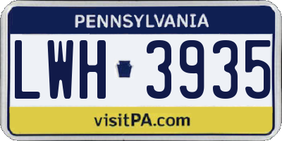 PA license plate LWH3935