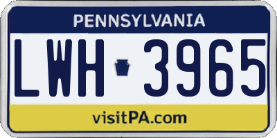 PA license plate LWH3965