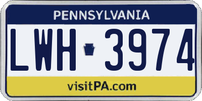 PA license plate LWH3974