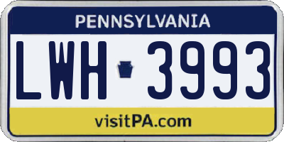 PA license plate LWH3993