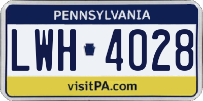 PA license plate LWH4028