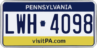 PA license plate LWH4098