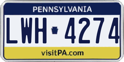 PA license plate LWH4274