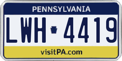 PA license plate LWH4419