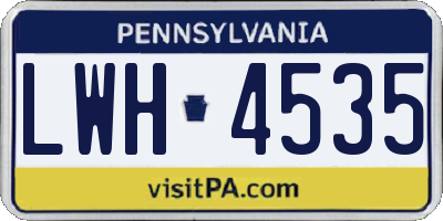 PA license plate LWH4535