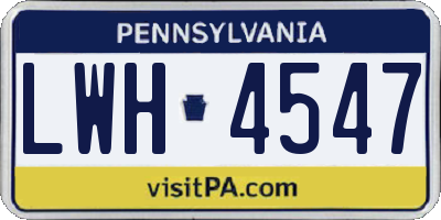 PA license plate LWH4547