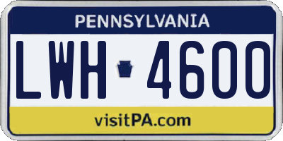 PA license plate LWH4600