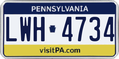 PA license plate LWH4734