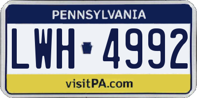 PA license plate LWH4992