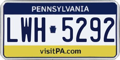 PA license plate LWH5292