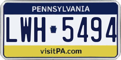 PA license plate LWH5494