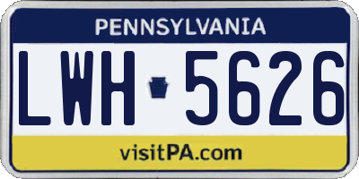 PA license plate LWH5626