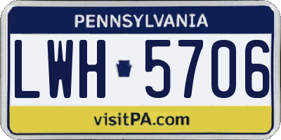 PA license plate LWH5706